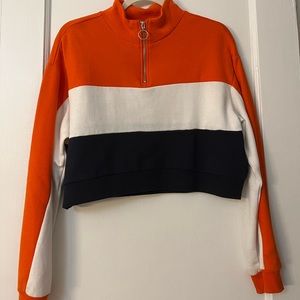 Forever 21 orange, white, and black sweatshirt